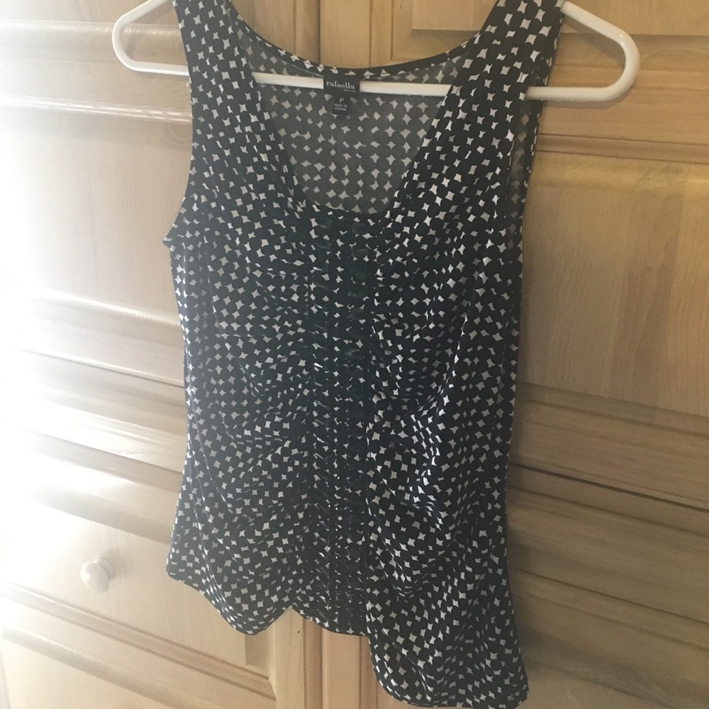 Petite black and white blouse